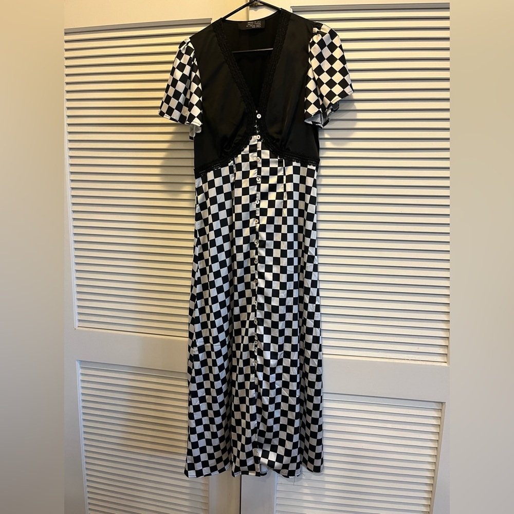 DRESSED IN LALA No risk no magic dress in checkerboard, size Small